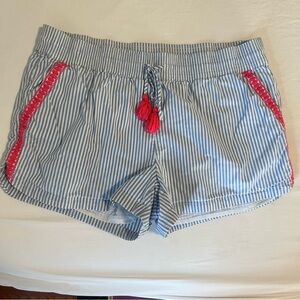 Women’s vineyard vines blue striped shorts with pink accents size large